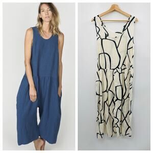 Ilana Kohn white maps samet linen jumpsuit